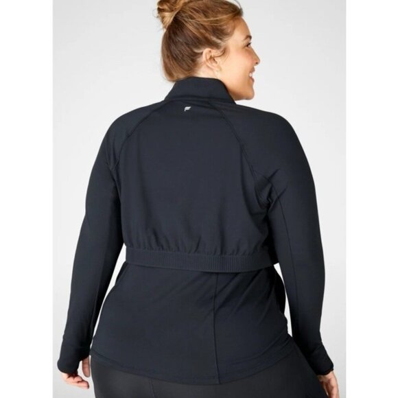 Fabletics Rosalia Performance Jacket Vented Sz 1X Black Activewear Thumbholes - Picture 2 of 9